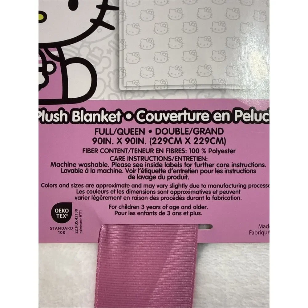 Hello Kitty Throw Blanket White Gray Grey Face Queen Super Soft 2024 Sanrio